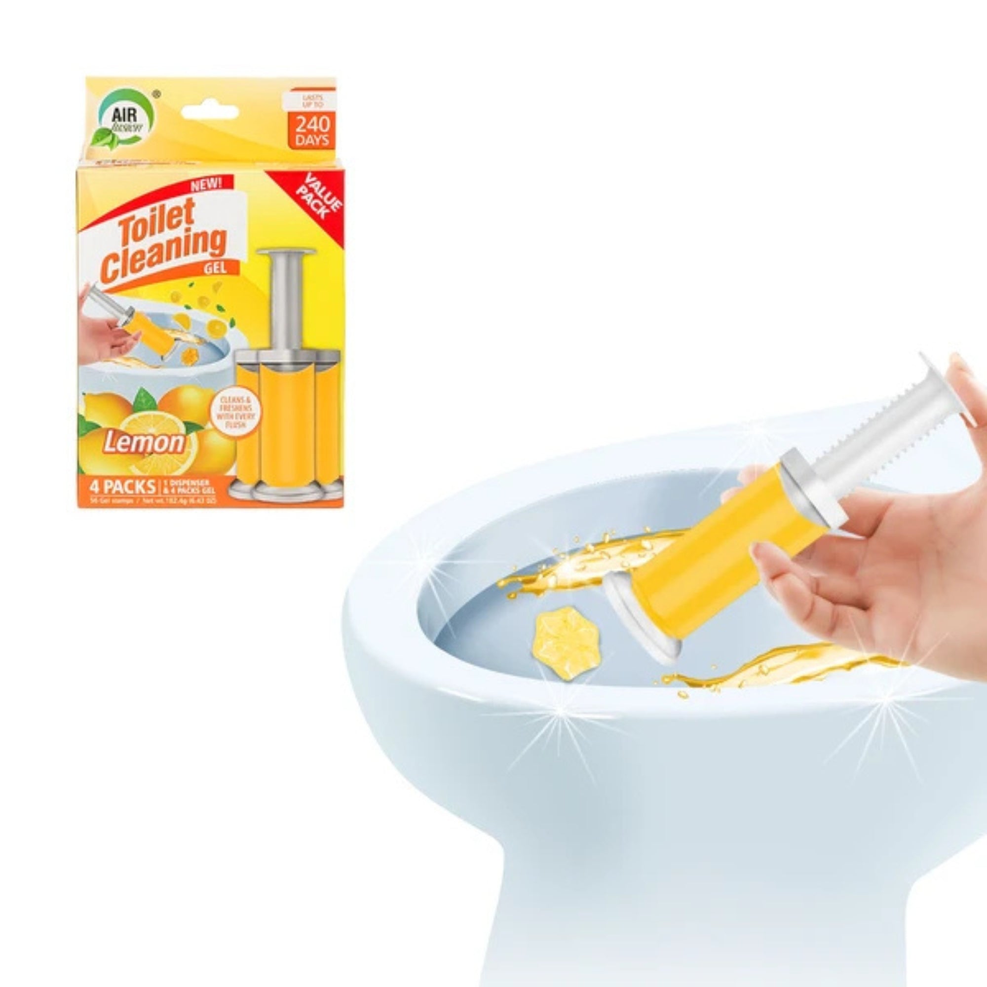 Air Fusion Lemon Scent Toilet Cleaning Gel 56 Stamps 6.43oz 4 Pack Toilet Bowl Cleaner product image 5