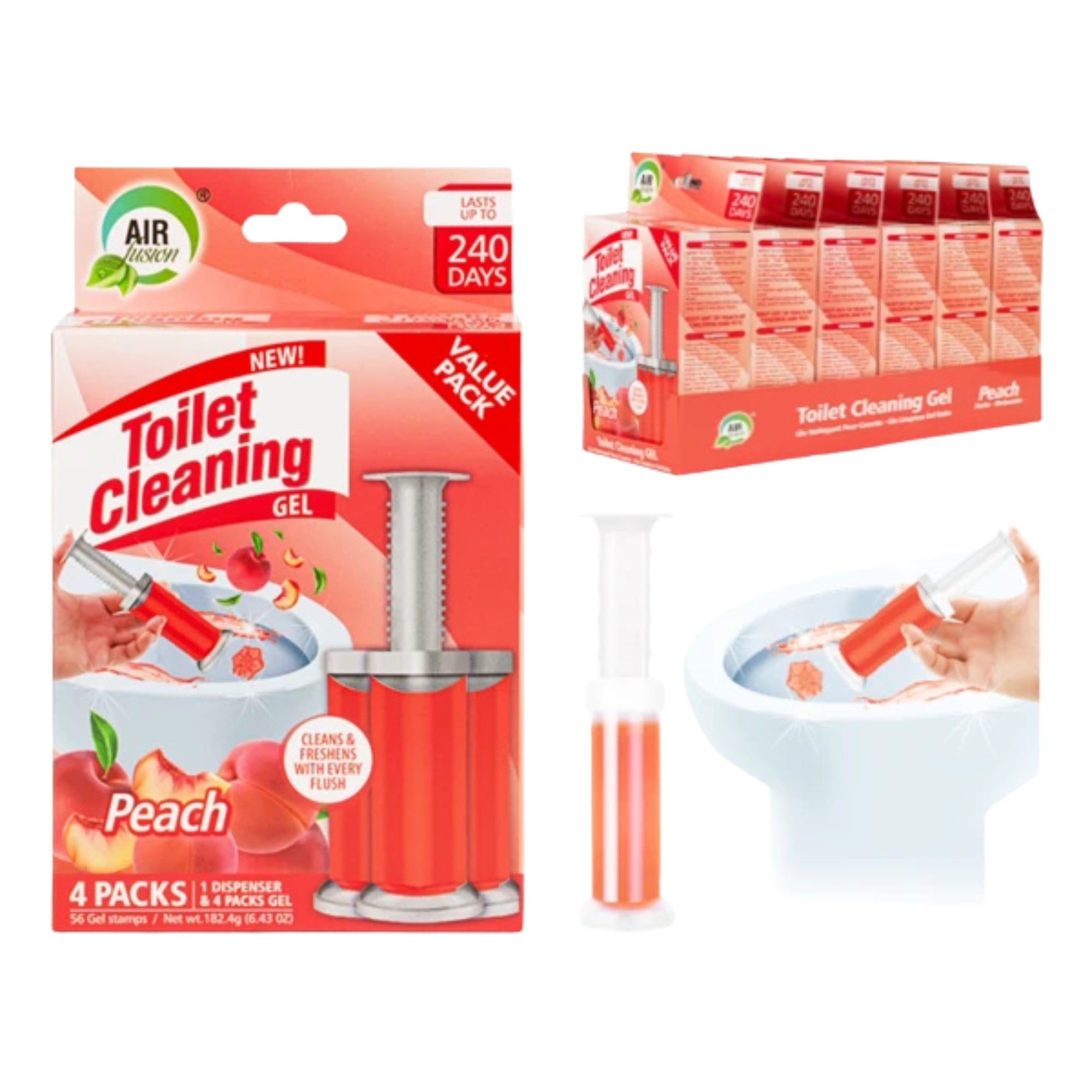 Air Fusion Peach Scent Toilet Cleaning Gel 56 Stamps 6.43oz 4 Pack Toilet Bowl Cleaner product detail image