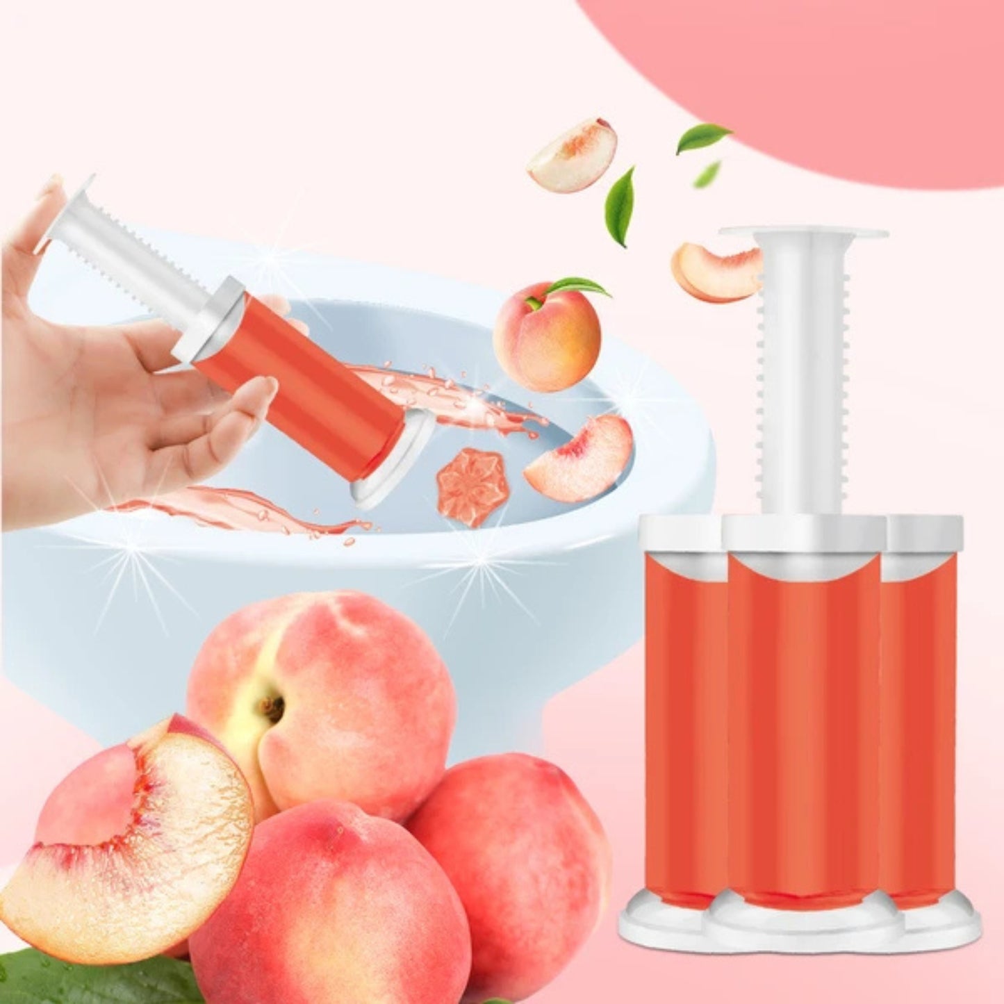 Air Fusion Peach Scent Toilet Cleaning Gel 56 Stamps 6.43oz 4 Pack Toilet Bowl Cleaner size and feature image