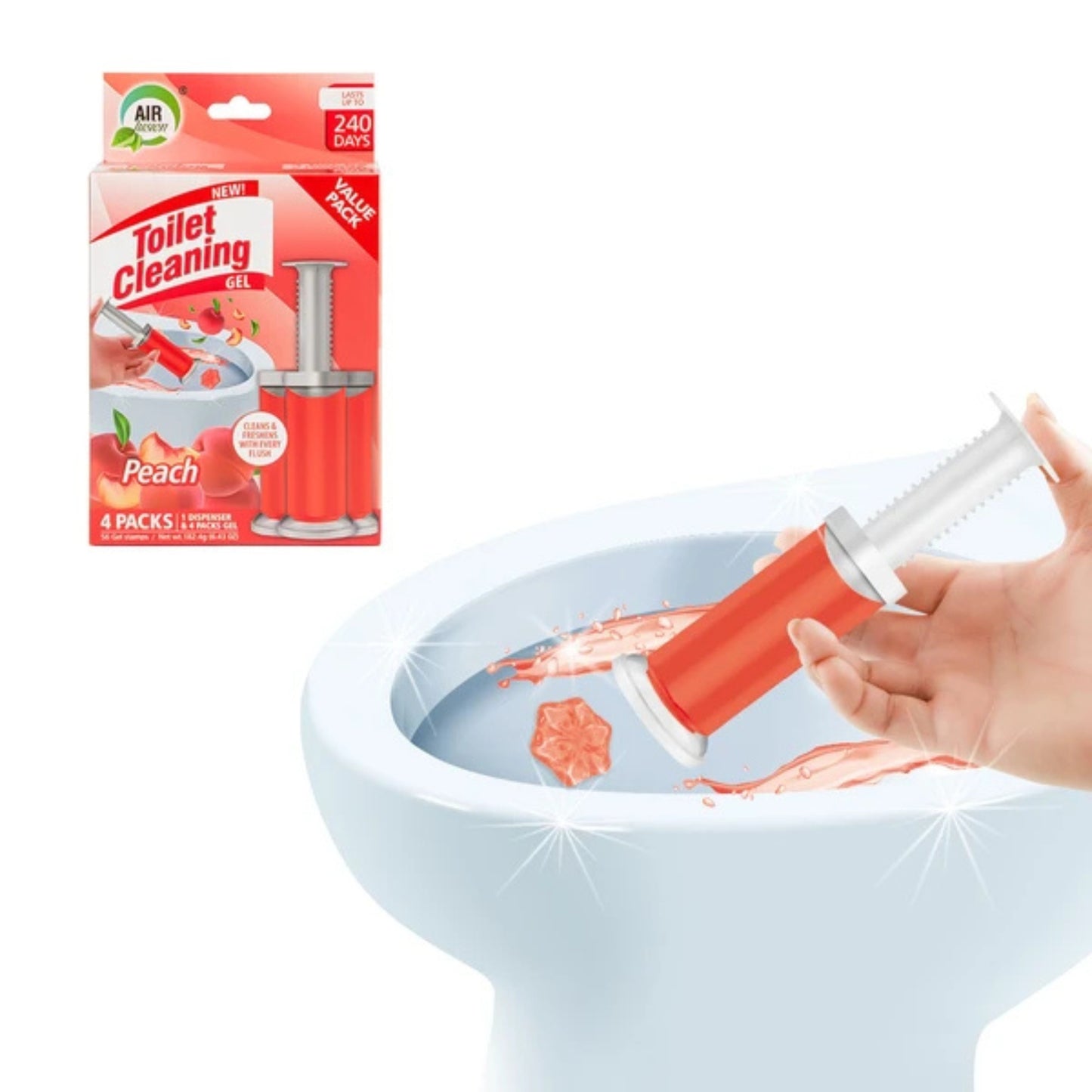 Air Fusion Peach Scent Toilet Cleaning Gel 56 Stamps 6.43oz 4 Pack Toilet Bowl Cleaner product image 5