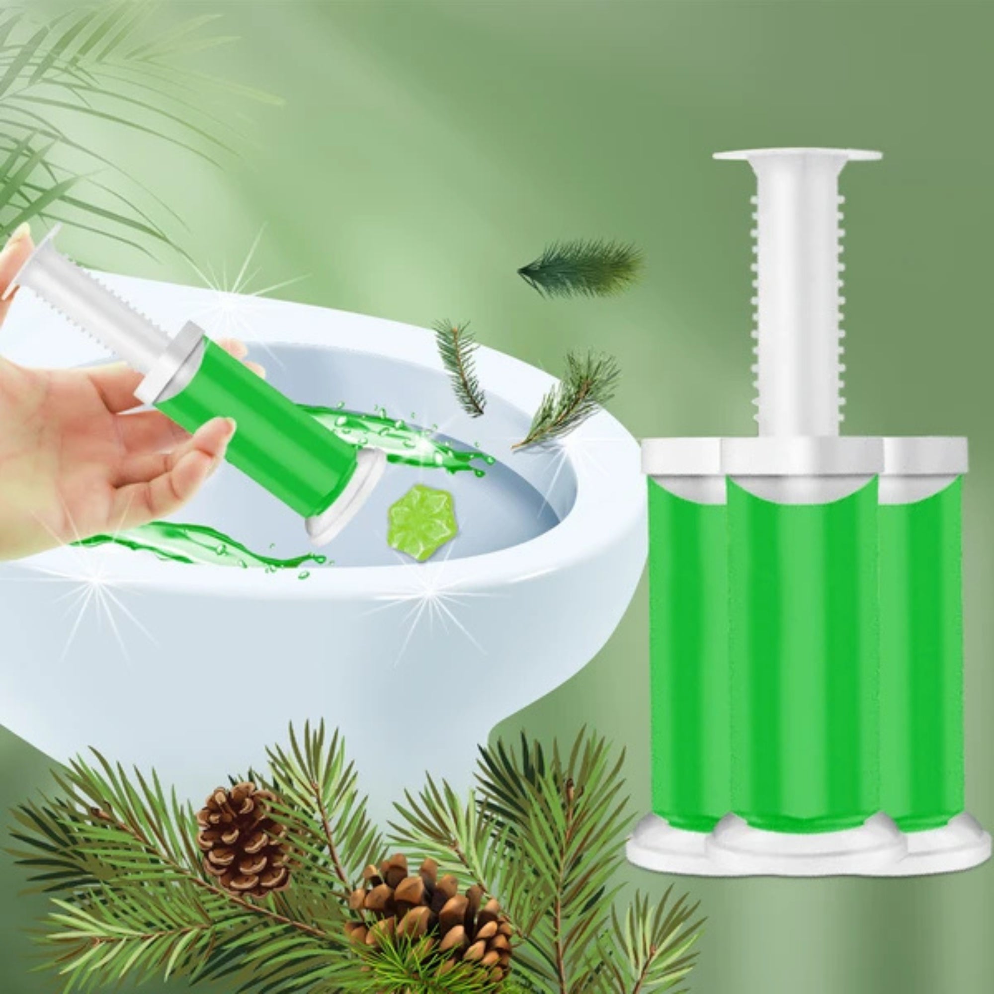 Air Fusion Pine Scent Toilet Cleaning Gel 56 Stamps 6.43oz 4 Pack Toilet Bowl Cleaner size and feature image