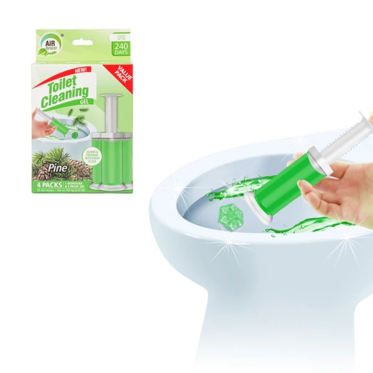 Air Fusion Pine Scent Toilet Cleaning Gel 56 Stamps 6.43oz 4 Pack Toilet Bowl Cleaner product image 5