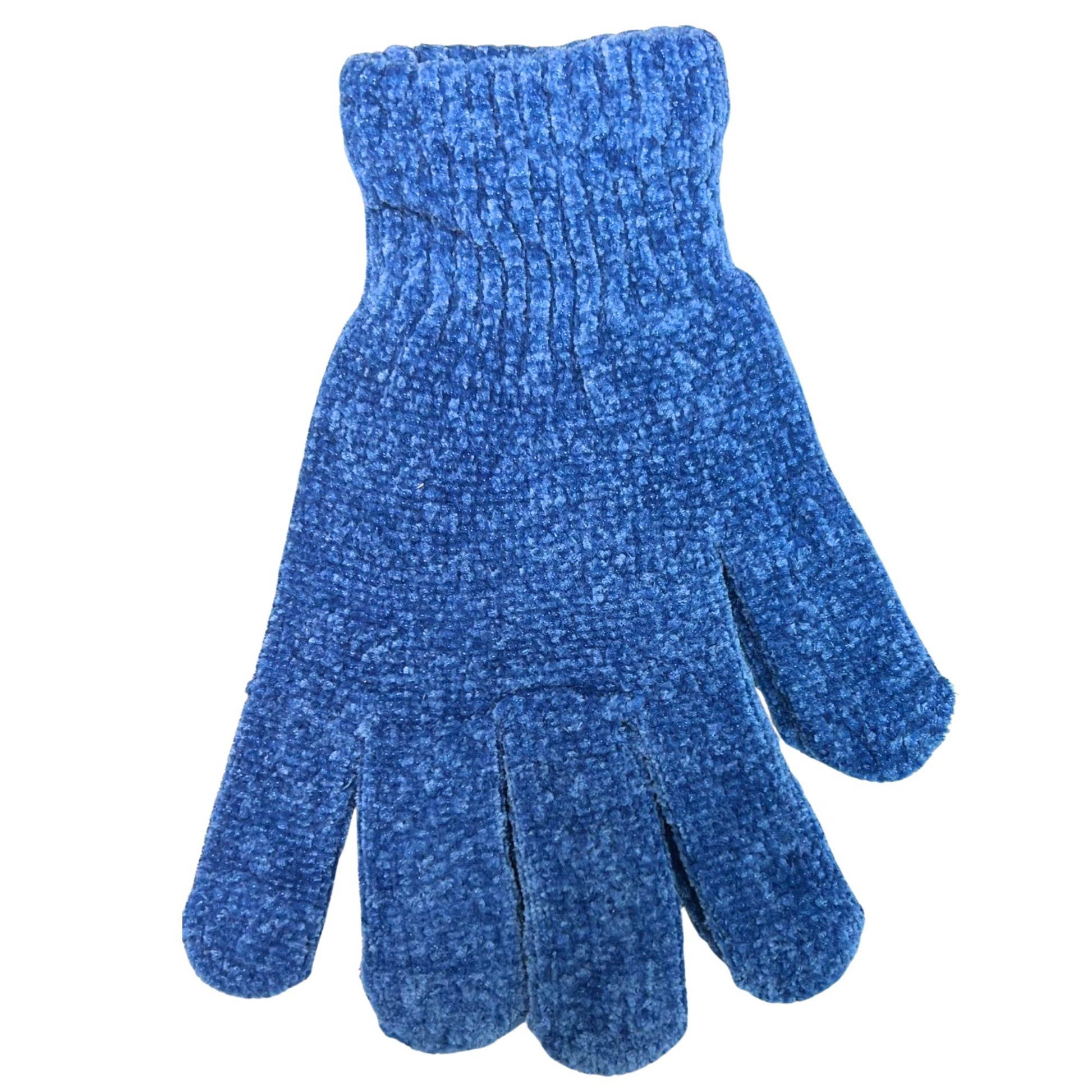 Blue knitted glove on a white background