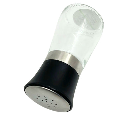 5.74 oz Glass Salt & Pepper Shaker – Silver & Black Top:1CT