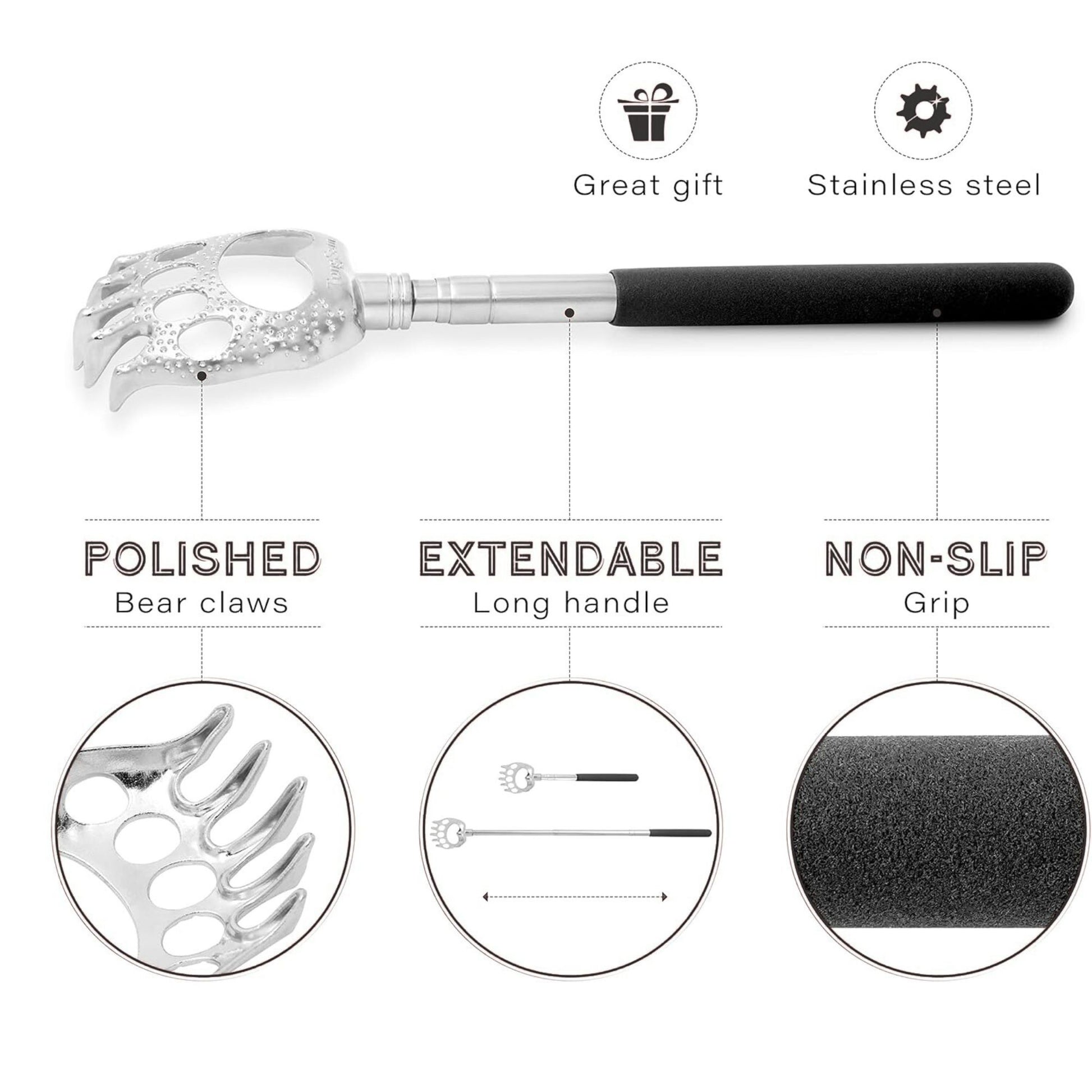 Extendable tool with polished bear claws design on a white background