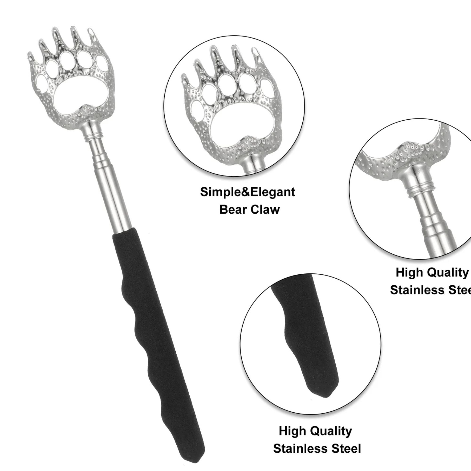 Back Scratcher – Telescopic Stainless Steel Bear Claw, 8–22 Inch 1 Pack Back Scratchers beauty and personal Tools size and