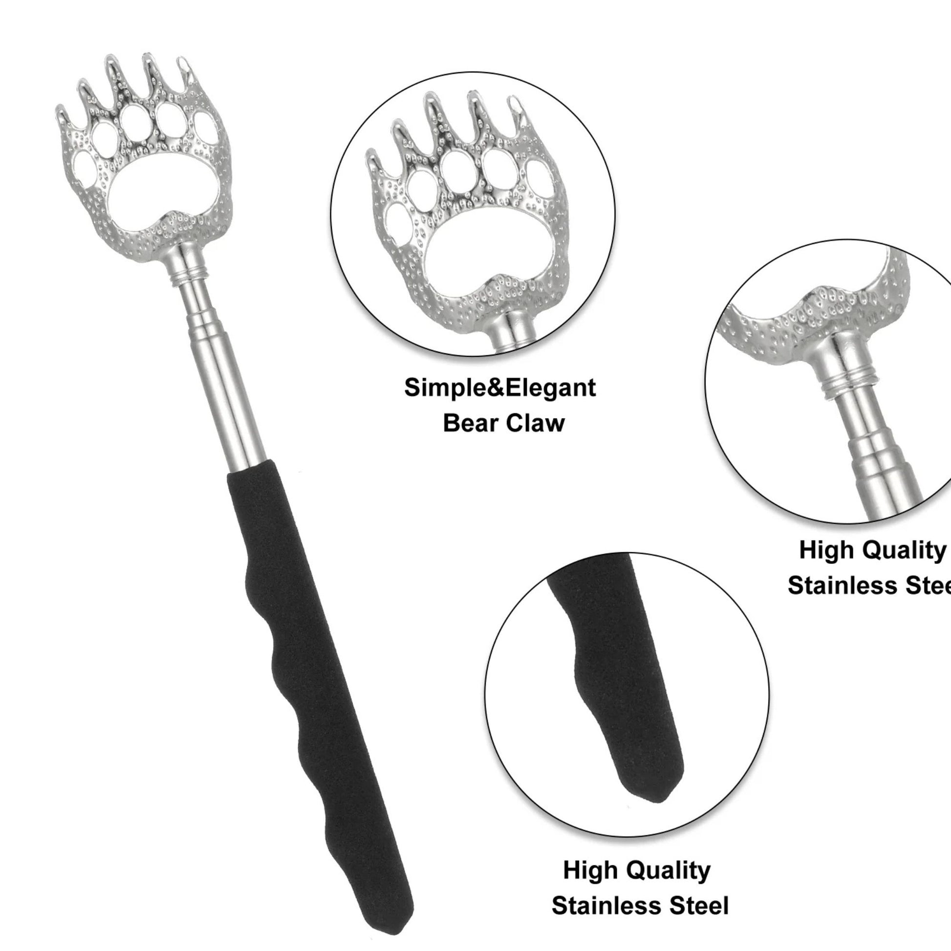 Bear claw massager with black handle on a white background