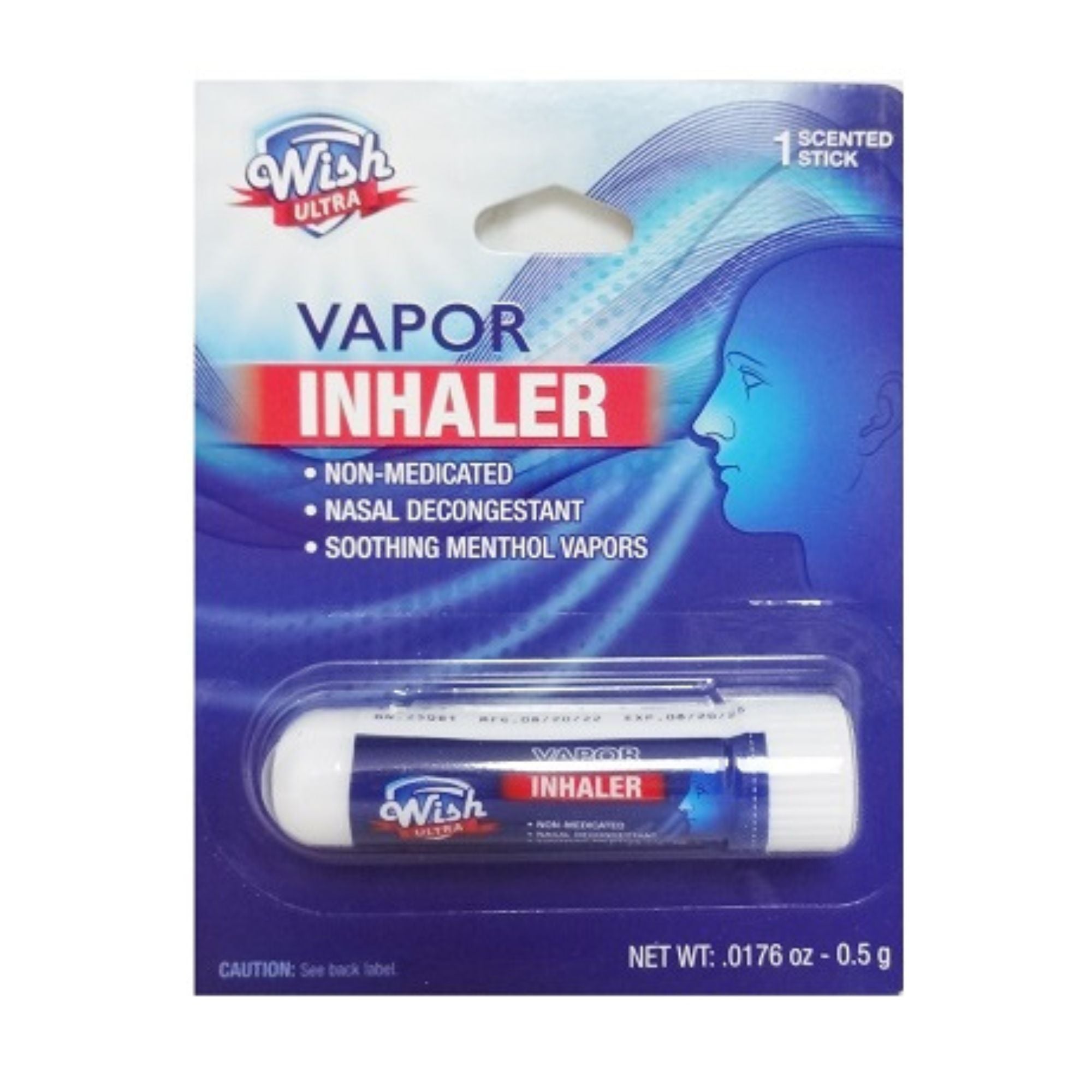 Wish Vapor Inhaler Non Medicated Nasal Stick with Menthol, .0176oz 1 Pack Personal Care Safety product detail image