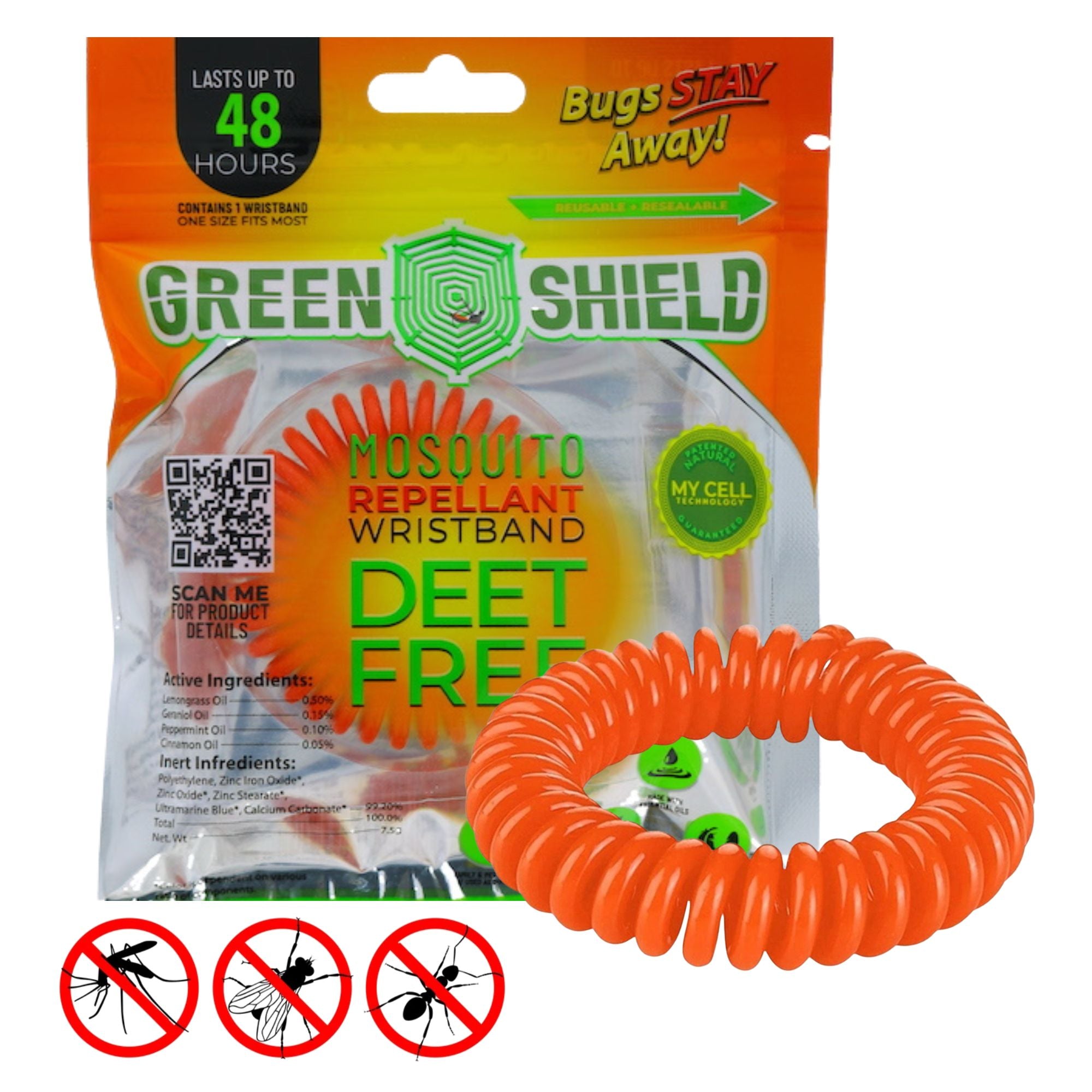 Green Shield 48hrs Mosquito Repellent Wristband DEET Free 1 Pack Personal Care Safety main product image