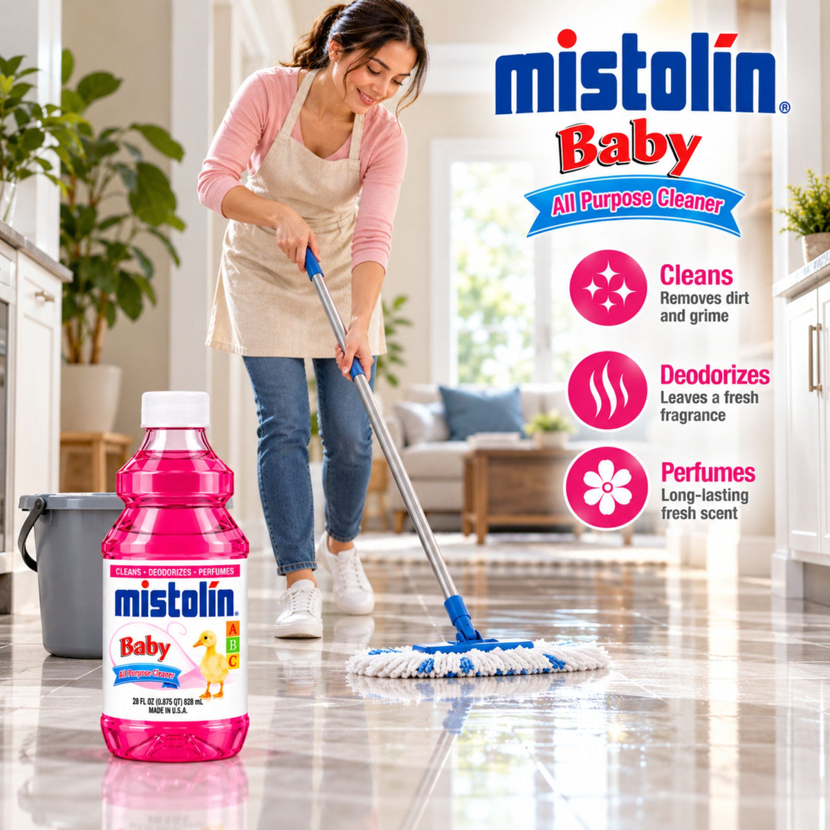 Mistolin Baby All Purpose Cleaner, 15 oz & 28 oz, Multi-Surface Cleaning Liquid
