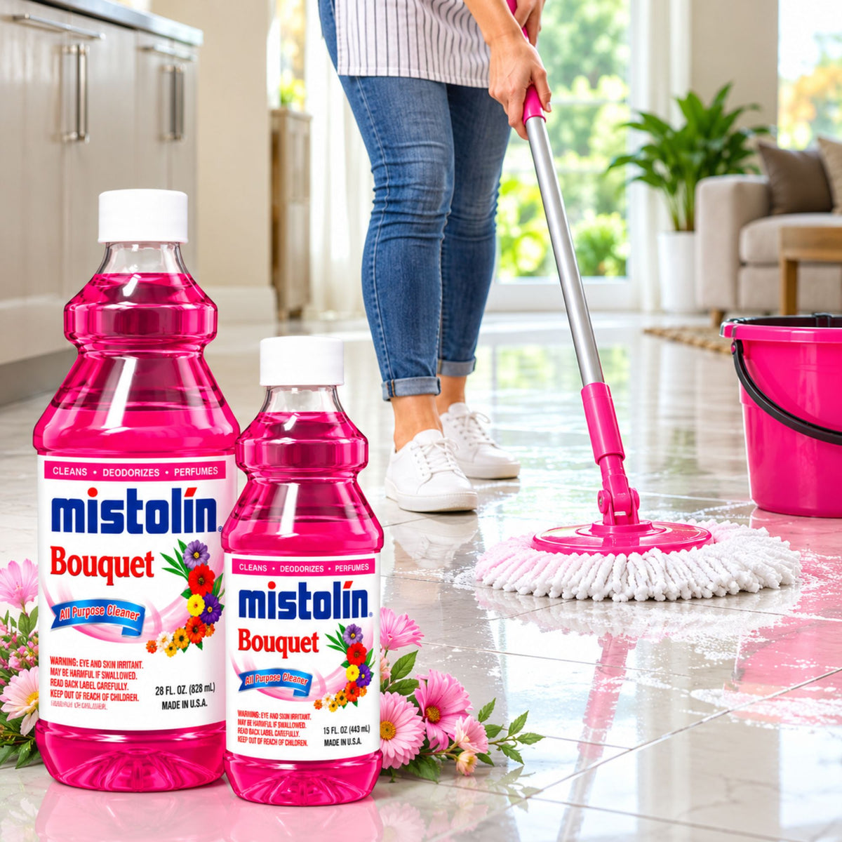 Mistolin Bouquet All Purpose Cleaner, 15 oz & 28 oz, Multi-Surface Cleaning Liquid