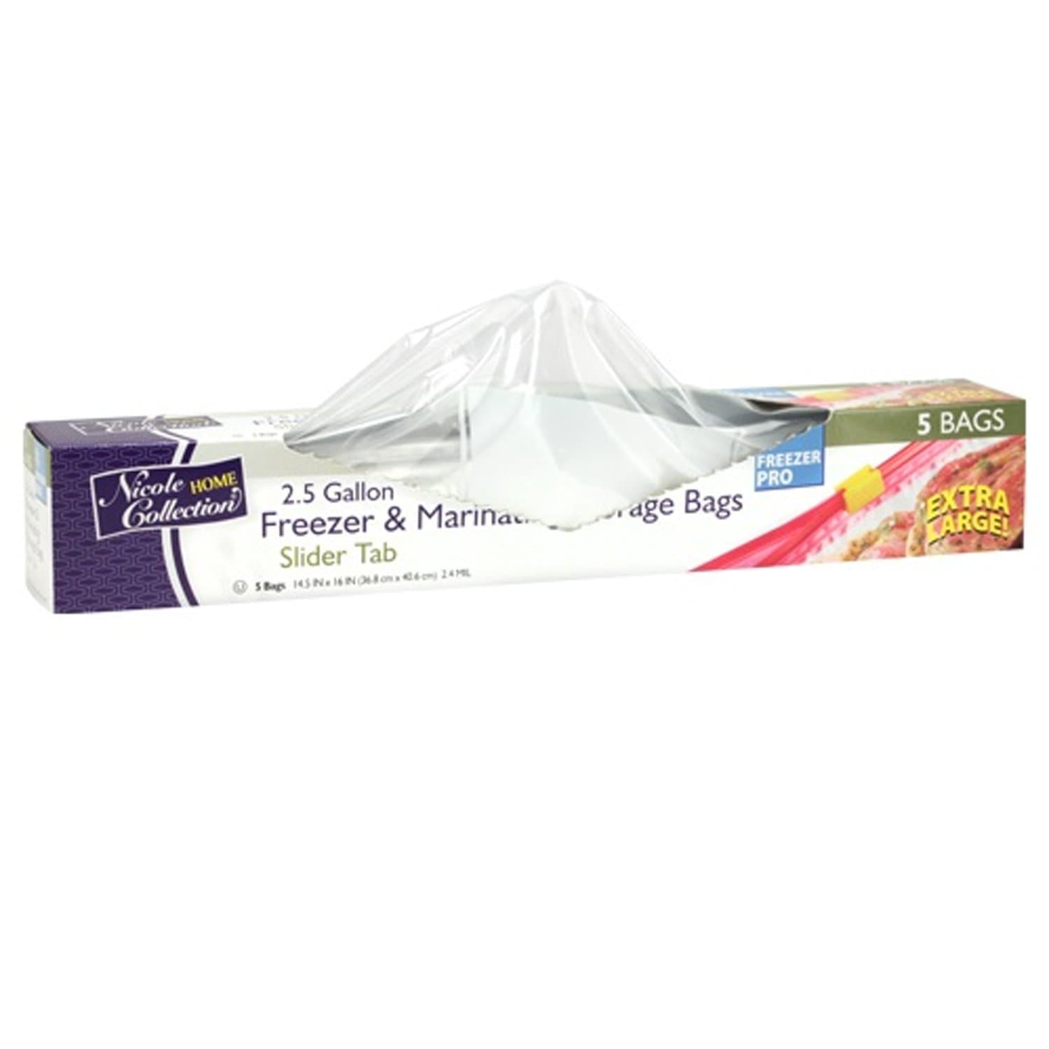 2.5 Gallon Freezer/Storage Bags with Slide Plastic Food Storage & Serving VeZee