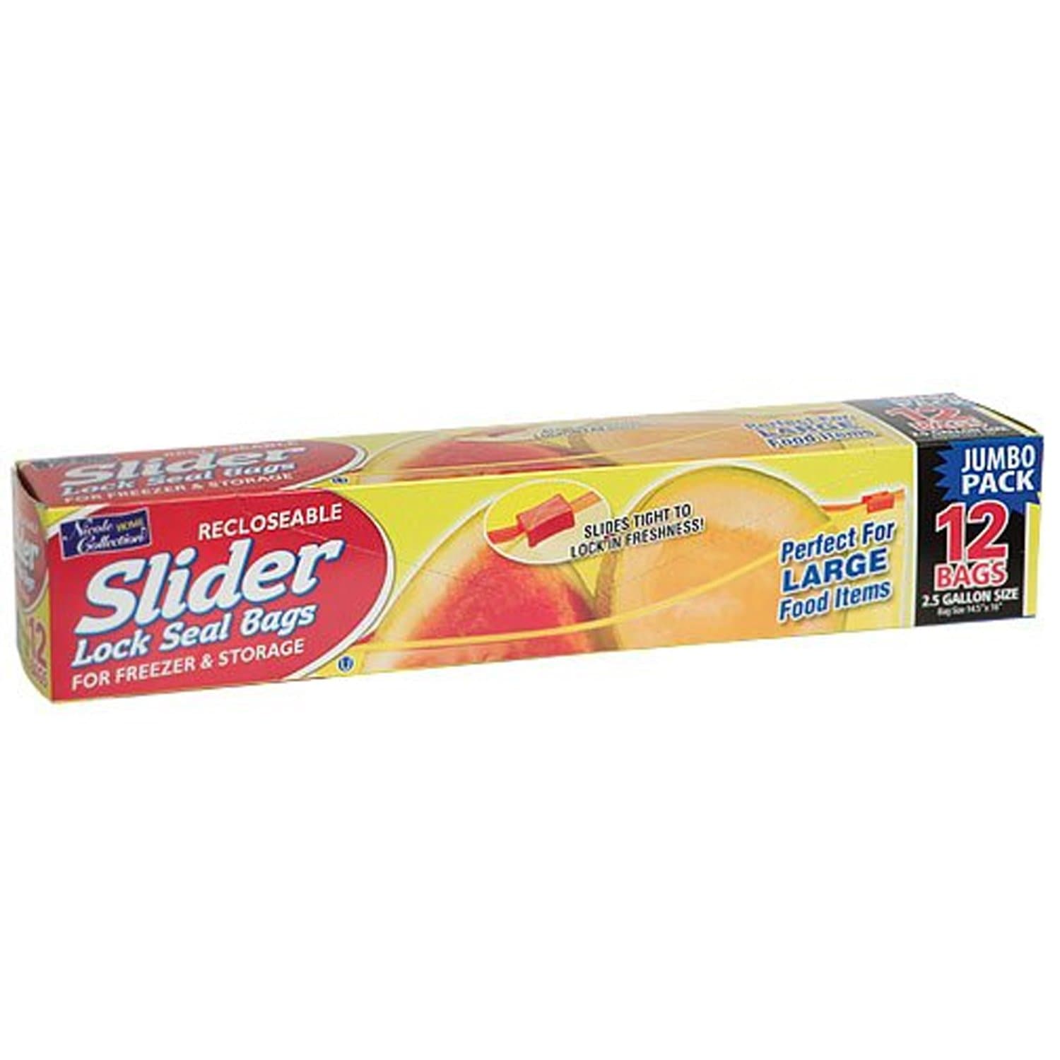 2.5 Gallon Freezer Storage Bags with Slide Tab Plastic Food Storage & Serving VeZee