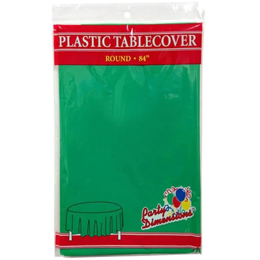 *WHOLESALE* 84'' Round Green Table Cloth Plastic Disposable 36/Case Table Cover Party Dimensions