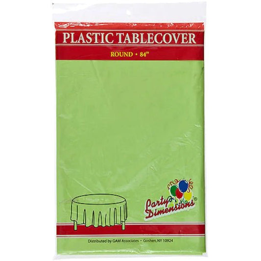 *WHOLESALE* 84'' Lime Green Table Cloth Plastic Disposable Round 36/Case Table Cover Party Dimensions