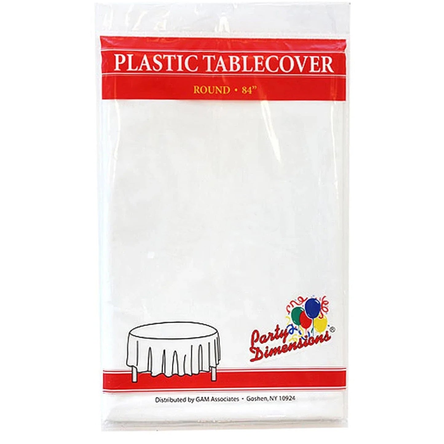 84'' White Round TableCloth Plastic Disposable Tablecovers Tablecloths Round main product image