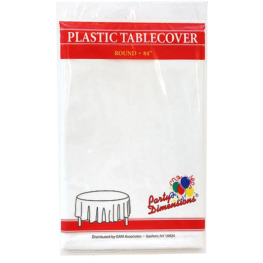 *WHOLESALE* 84'' Round White Table Cloth Plastic Disposable 36/Case Table Cover Party Dimensions
