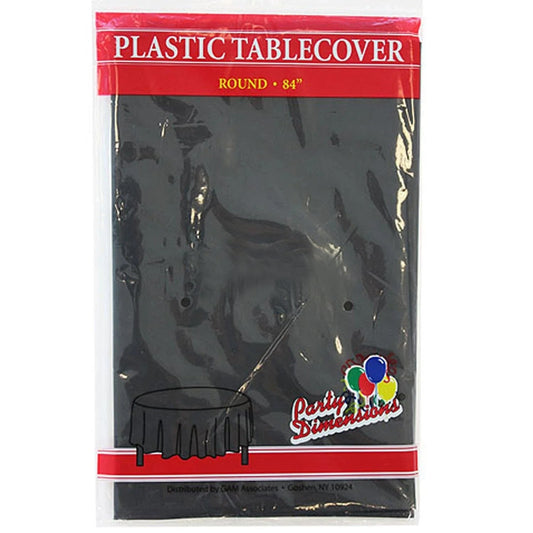 *WHOLESALE* 84'' Round Black Table Cloth Plastic Disposable 36/Case Table Cover Party Dimensions