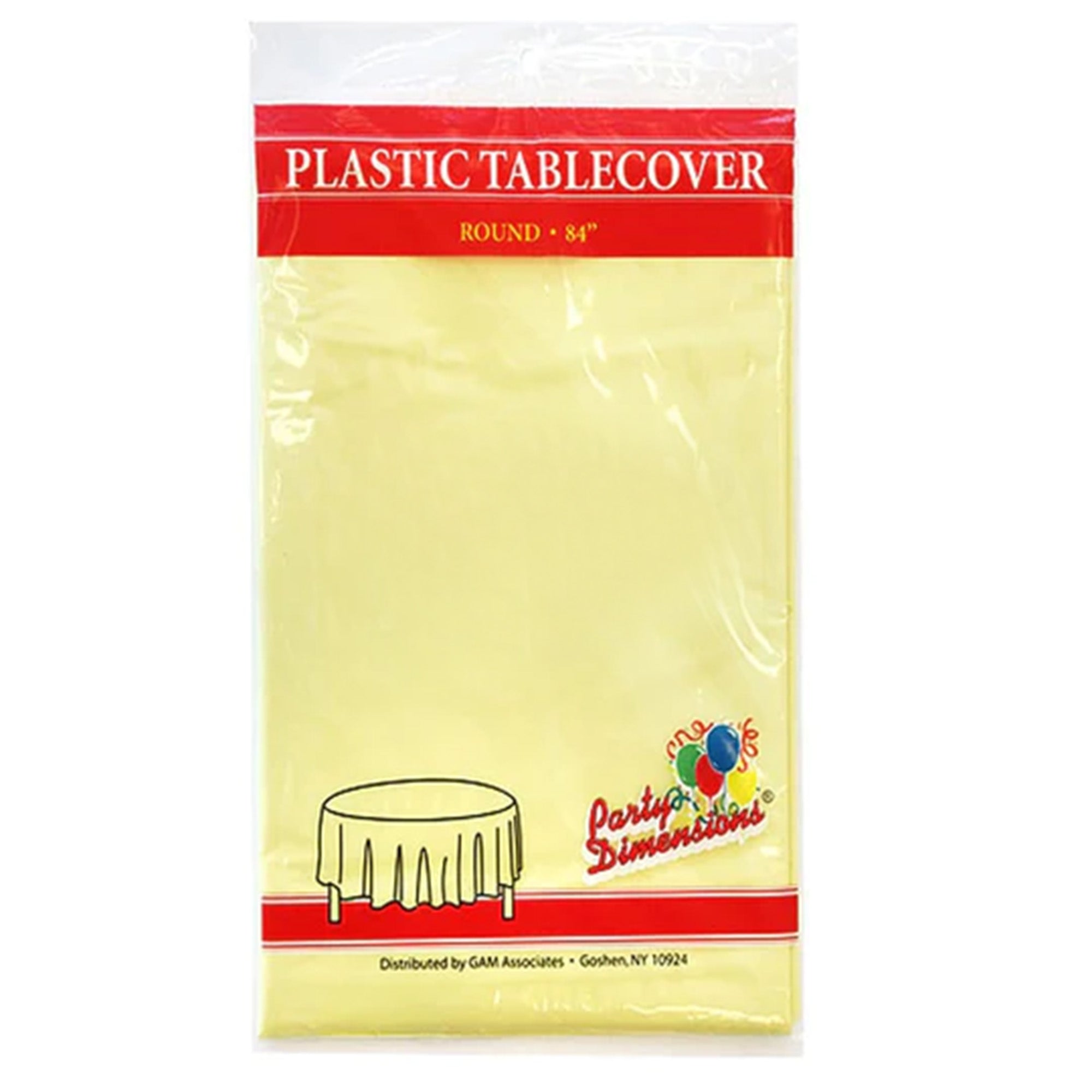 84'' Yellow Round TableCloth Plastic Disposable Tablecovers Tablecloths Round main product image