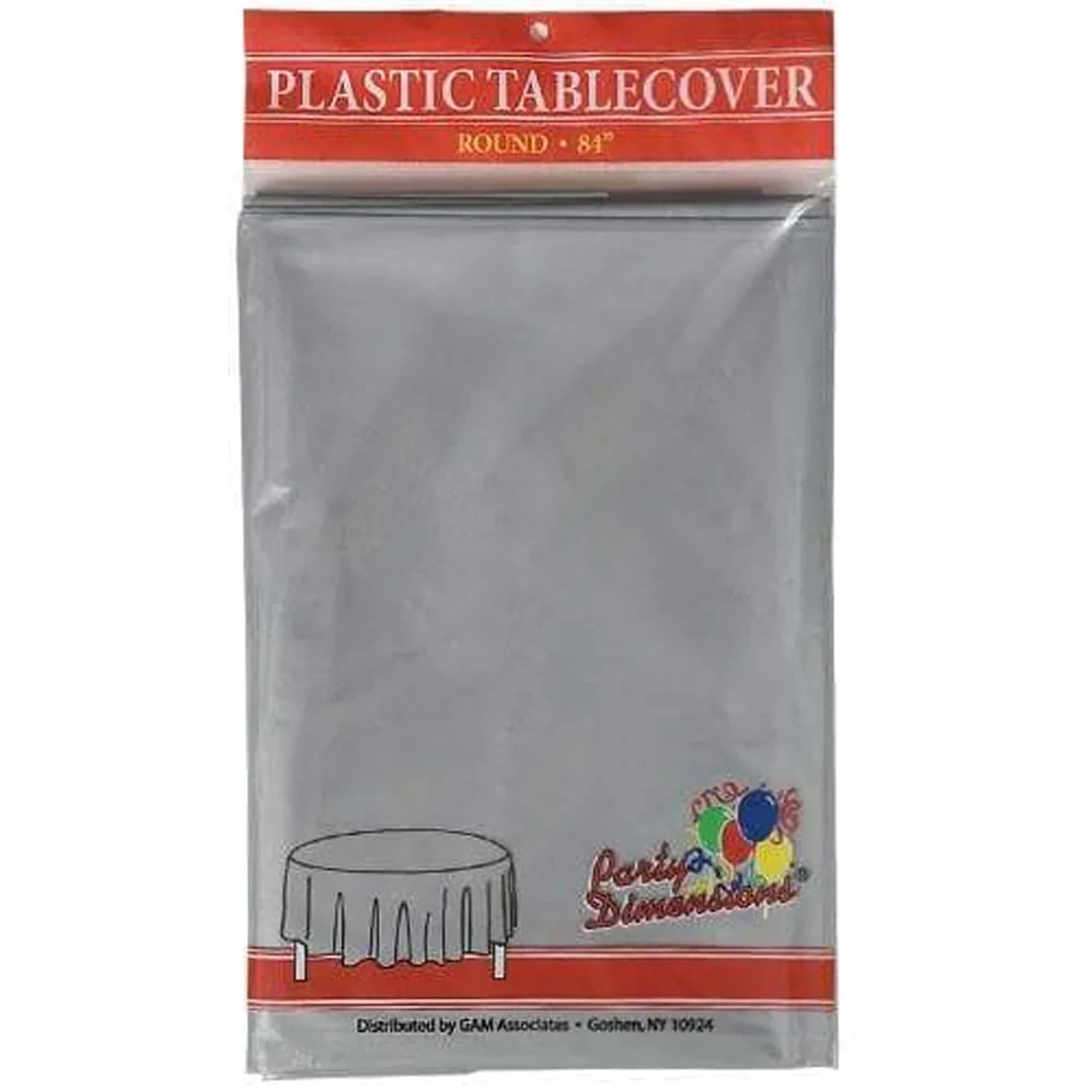 84'' Silver Round TableCloth Plastic Disposable Tablecovers Tablecloths Round main product image