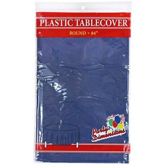 *WHOLESALE* 84'' Round Blue Table Cloth Plastic Disposable 36/Case Table Cover Party Dimensions