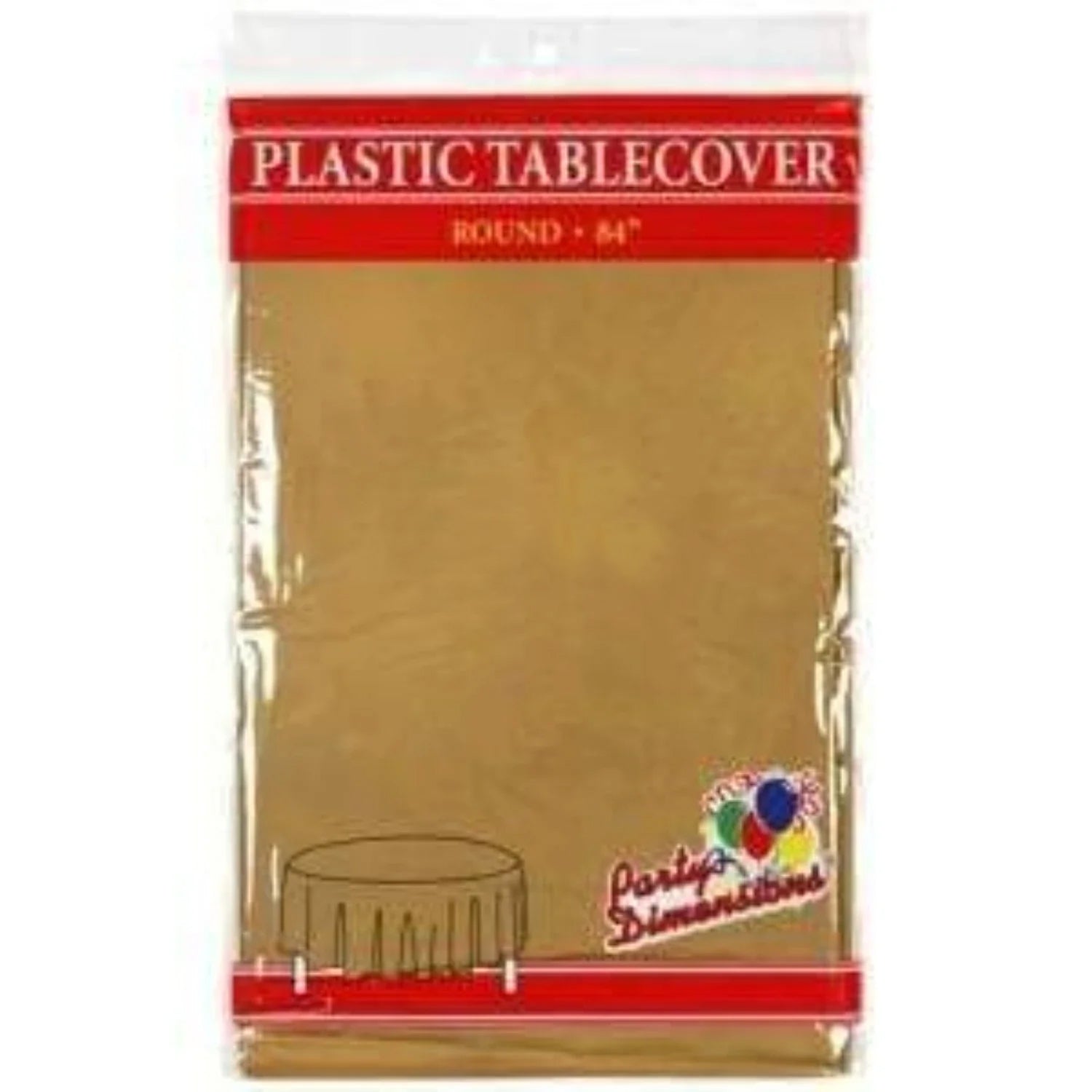 84'' Gold Round TableCloth Plastic Disposable Tablecovers Tablecloths Round main product image