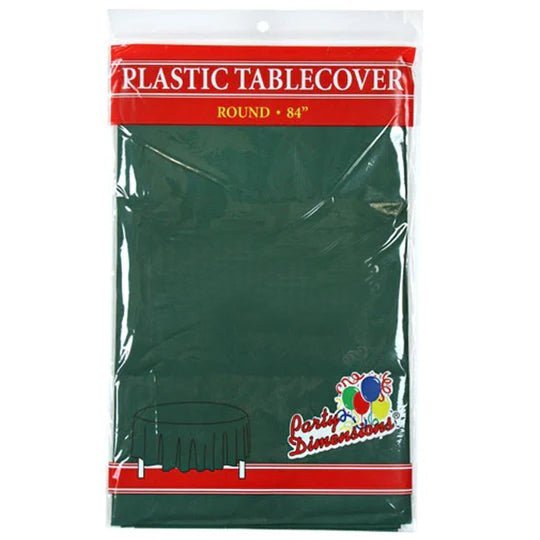 84'' Hunter Green Round TableCloth Plastic Disposable Tablecovers Tablecloths Round main product image