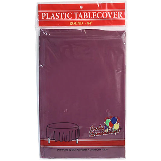 *WHOLESALE* 84'' Round Berry Table Cloth Plastic Disposable 36/Case Tablecloths Party Dimensions