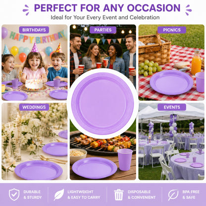 7" Plastic Hydrangea Plastic Plate Disposable Disposable Plates Party Dimensions