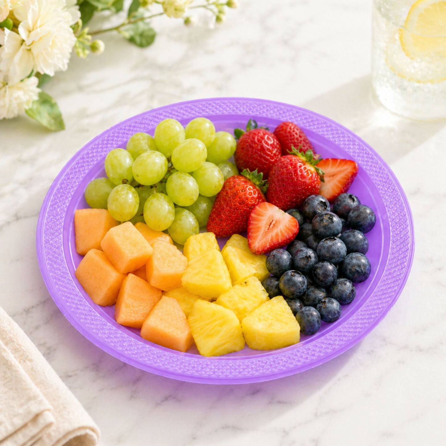 7" Plastic Hydrangea Plastic Plate Disposable Disposable Plates Party Dimensions