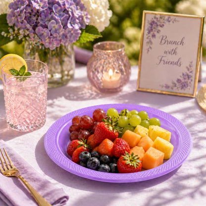 9" Plastic Hydrangea Plastic Plate Disposable Disposable Plates Party Dimensions