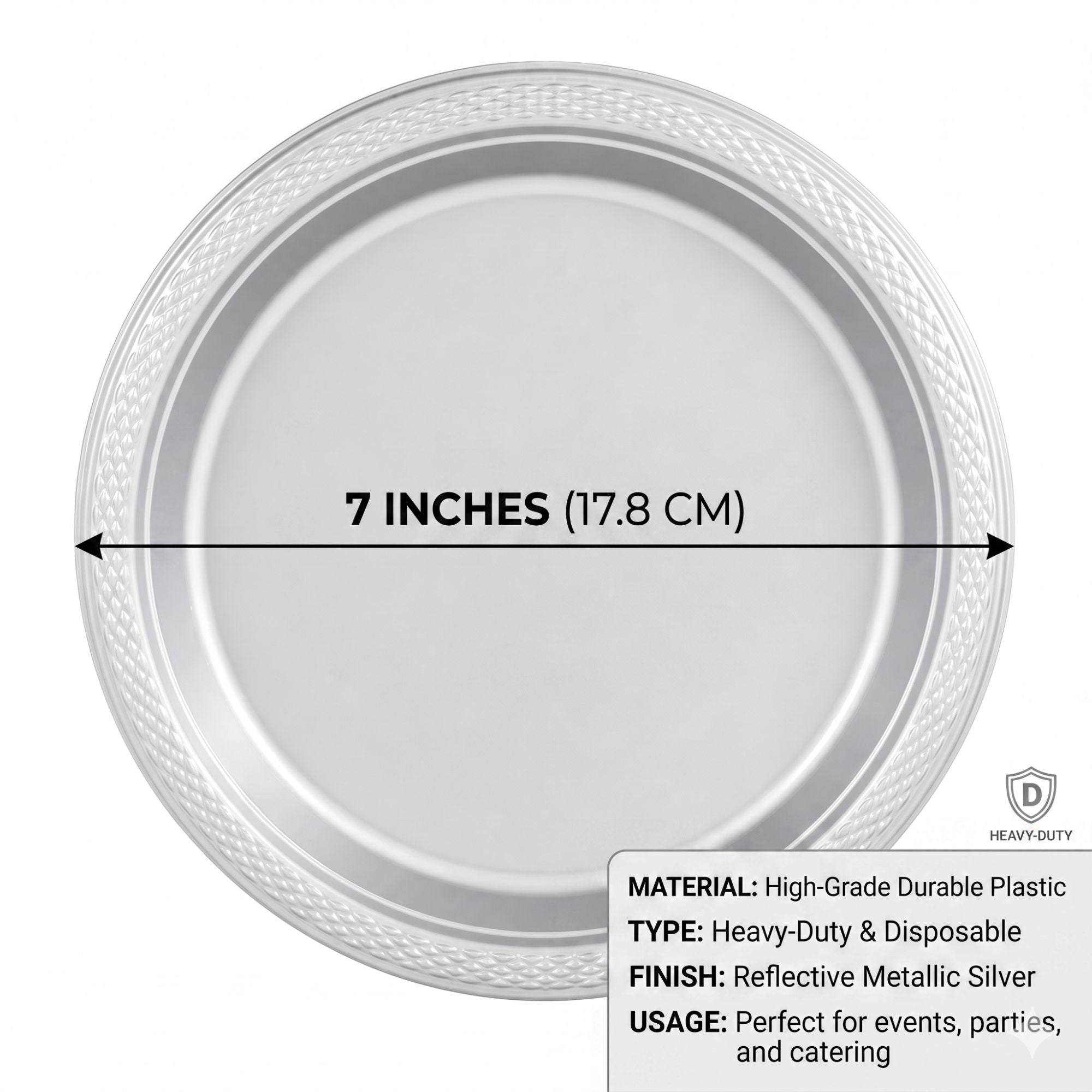 7" Silver Plastic Plate DisposableDurable Disposable Plates Party Dimenions
