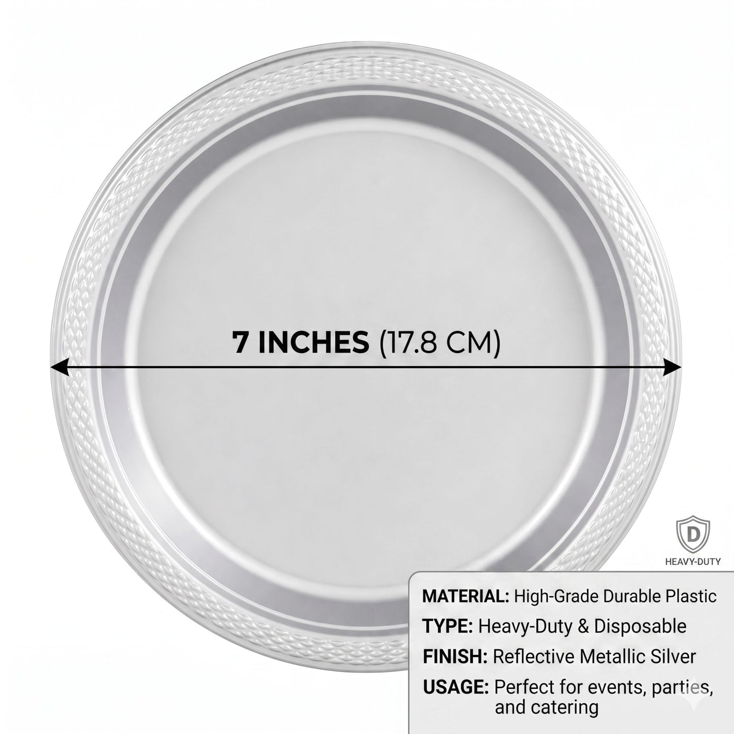 7" Silver Plastic Plate DisposableDurable Disposable Plates Party Dimenions