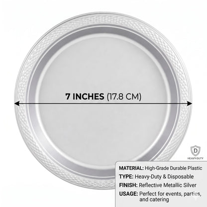 7" Silver Plastic Plate DisposableDurable Disposable Plates Party Dimenions