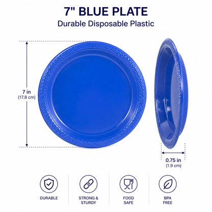 *BUY BULK* 7" Blue Plates Disposable Plastic Disposable Plates Hanna K Signature