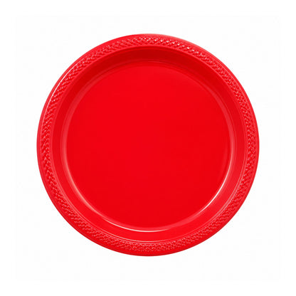 9" Plastic Red Plate Disposable Disposable Plates Party Dimensions