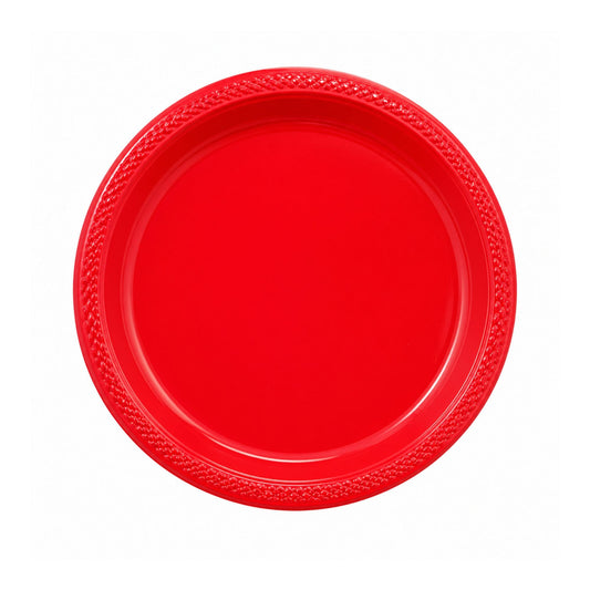 9" Plastic Red Plate Disposable Disposable Plates Party Dimensions