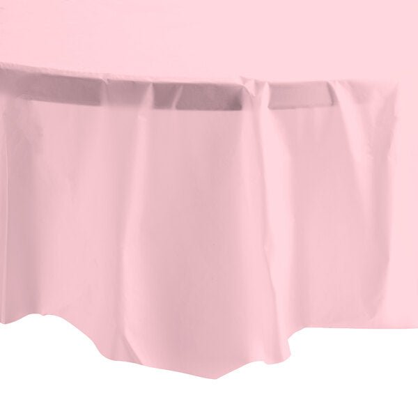 84'' Pink Round TableCloth Plastic Disposable Tablecovers Tablecloths Round size and feature image