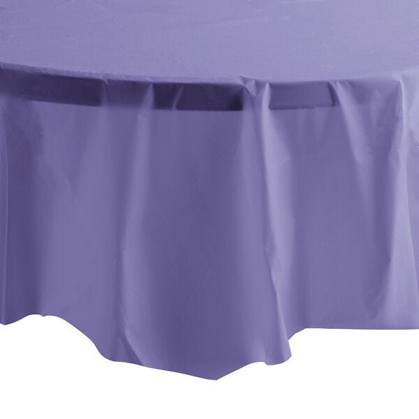 84'' Purple Round TableCloth Plastic Disposable Tablecovers Tablecloths Round size and feature image