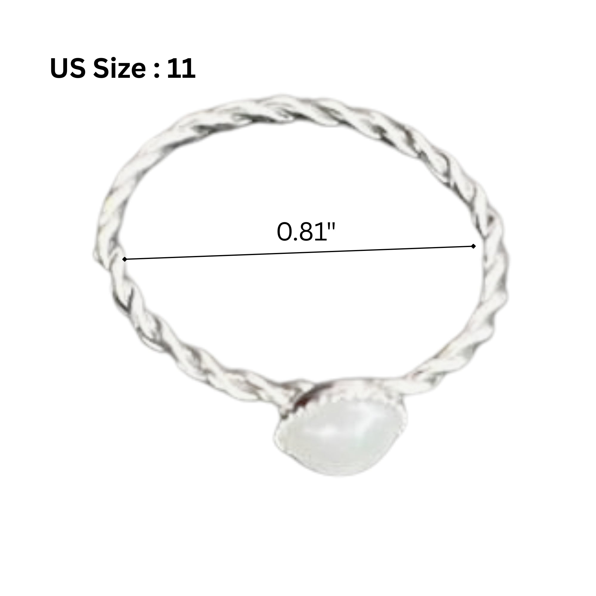 Twisted Band Pearl Accent Ring – US Size 11: 1 Ring Rings product detail image