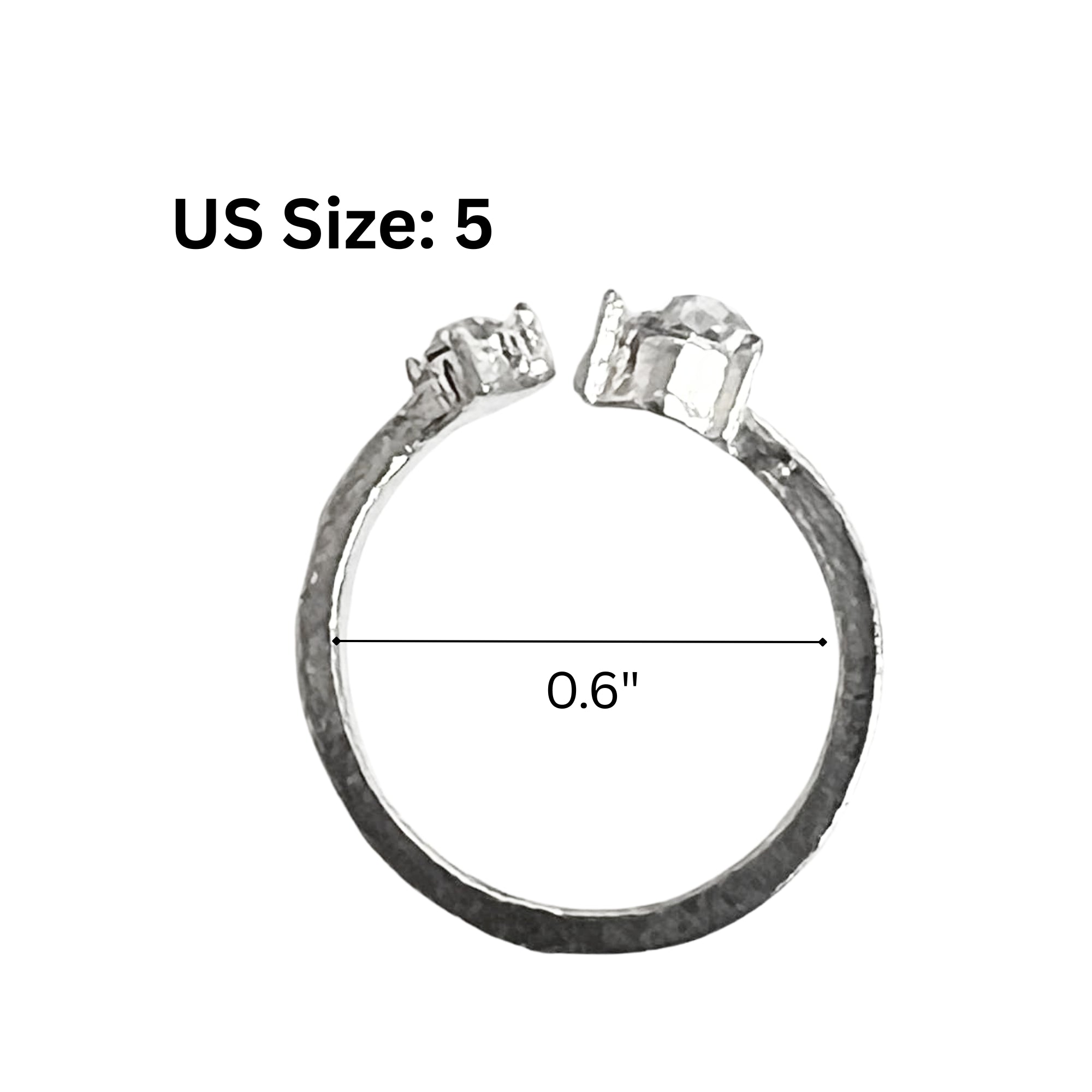 Open Front Silver Tone Adjustable Style Ring – US Size 5 Rings product detail image