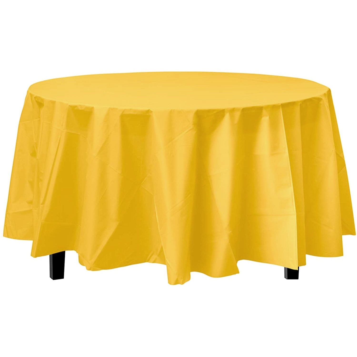 *WHOLESALE* 84'' Round Sunshine Yellow Table Cloth Plastic Disposable 36/Case Table Cover Party Dimensions