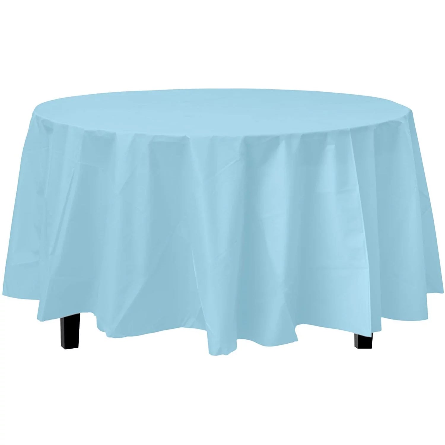 84'' Light Blue Round TableCloth Plastic Disposable Tablecovers Tablecloths Round product detail image