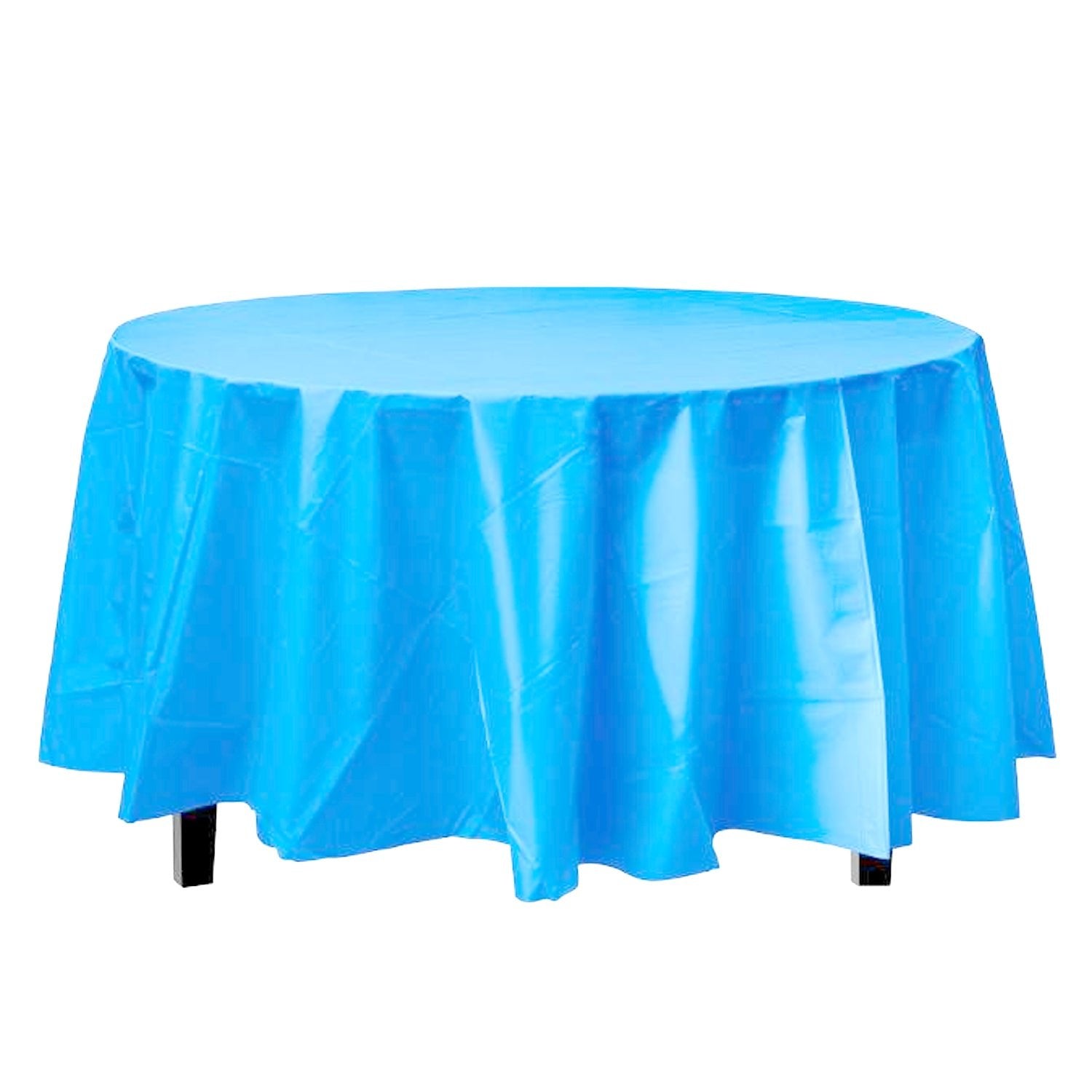 84'' Island Blue Round TableCloth Plastic Disposable Tablecovers Tablecloths Round product detail image