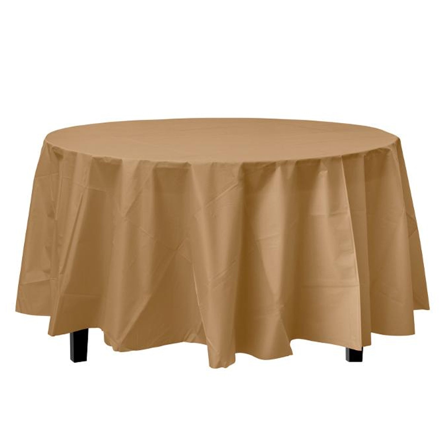 84'' Gold Round TableCloth Plastic Disposable Tablecovers Tablecloths Round product detail image