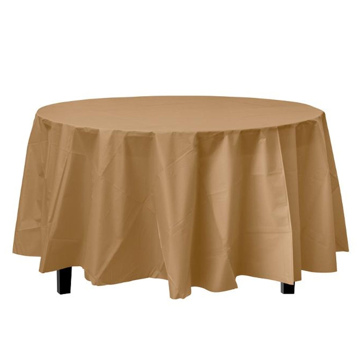84'' Gold Round TableCloth Plastic Disposable Tablecovers Tablecloths Round product detail image