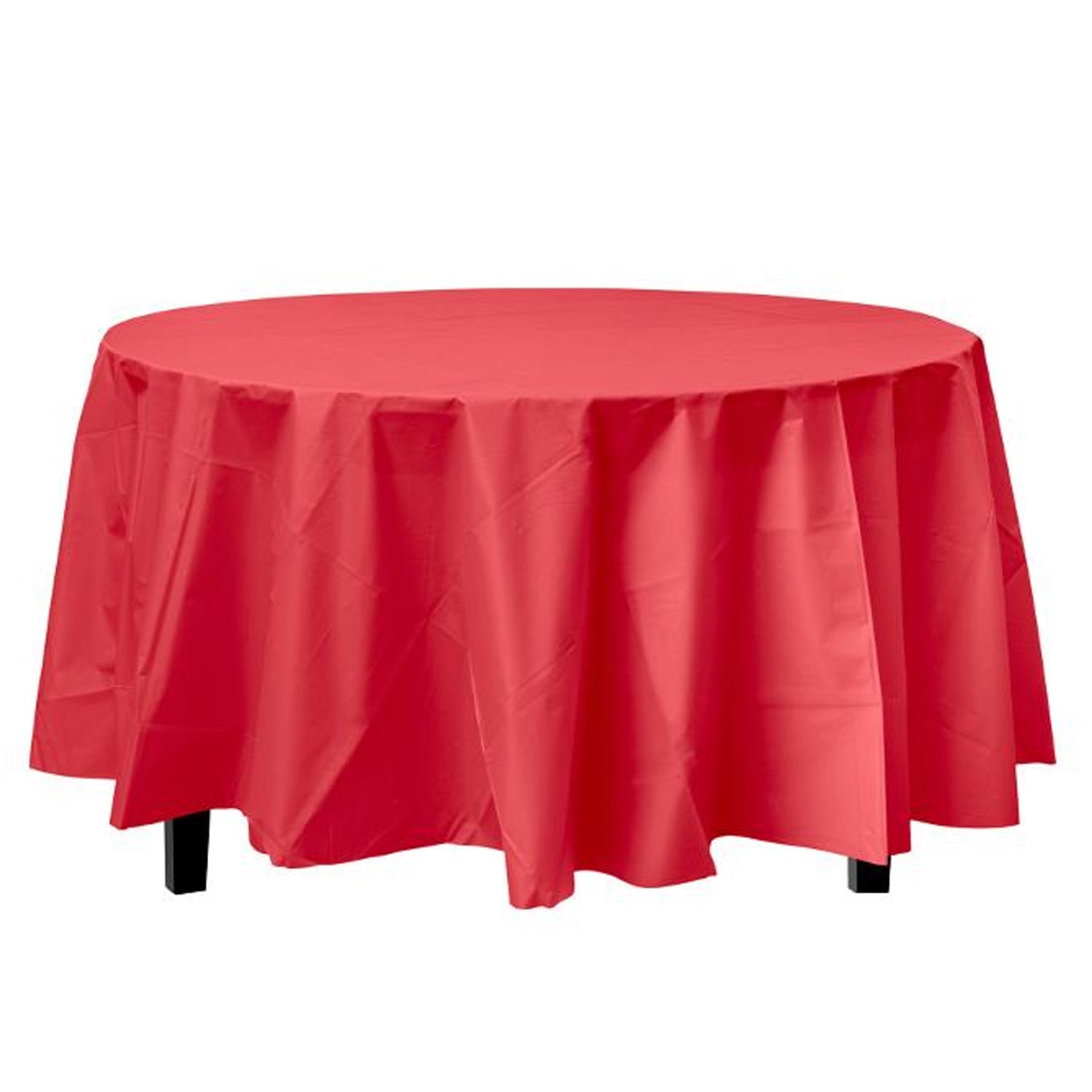 84'' Red Round TableCloth Plastic Disposable Tablecovers Tablecloths Round product detail image