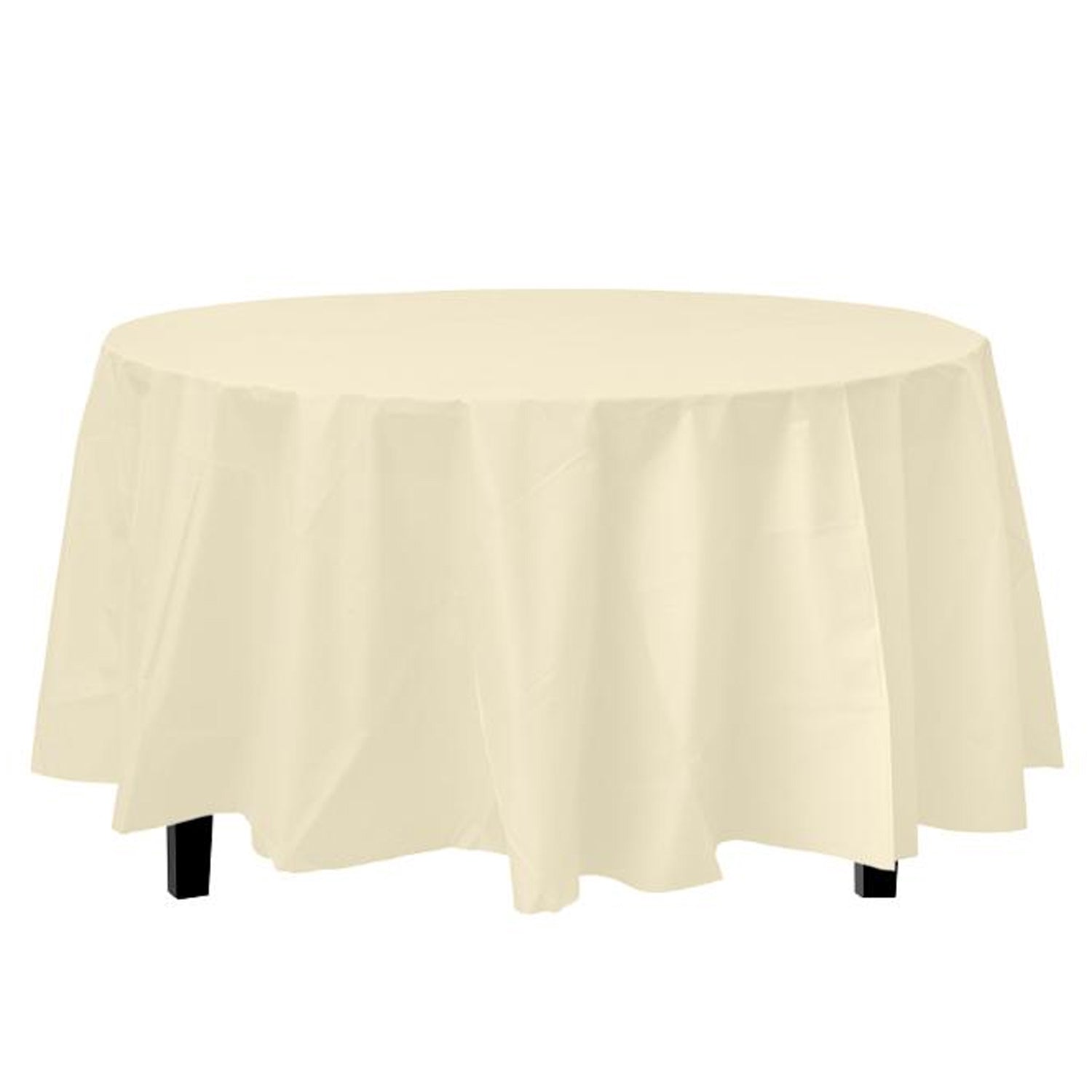 84'' Ivory Round TableCloth Plastic Disposable Tablecovers Tablecloths Round product detail image