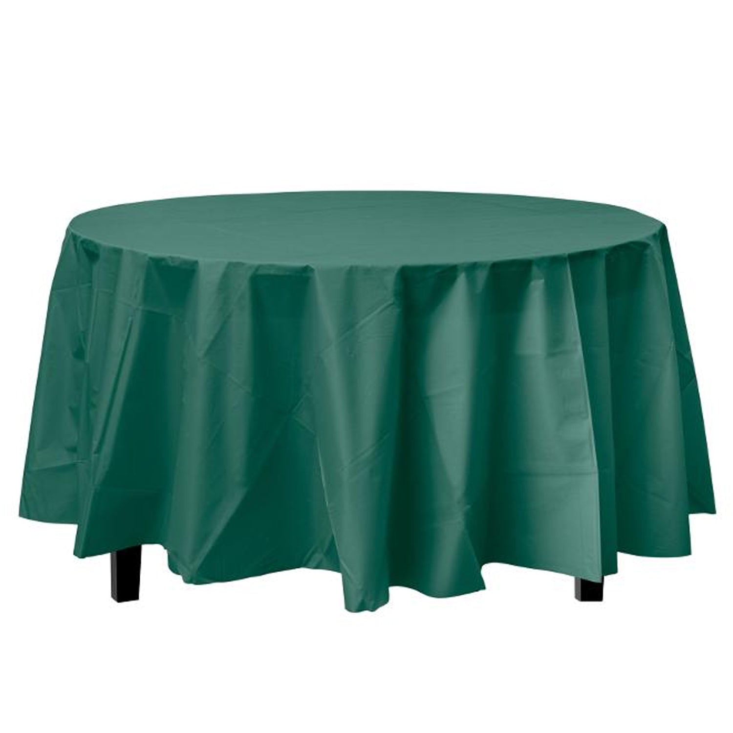 84'' Hunter Green Round TableCloth Plastic Disposable Tablecovers Tablecloths Round product detail image