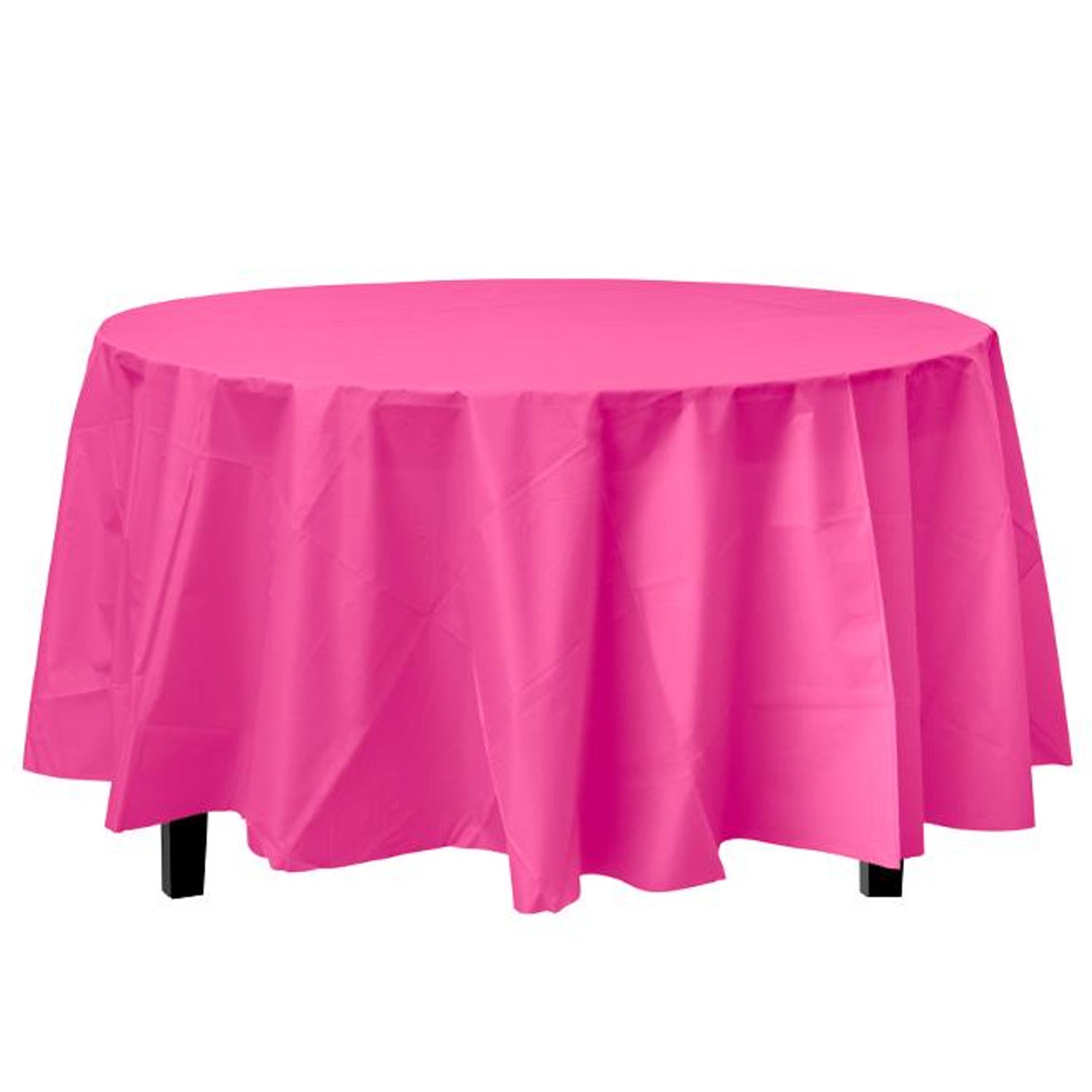 84'' Hot Pink Round TableCloth Plastic Disposable Tablecovers Tablecloths Round product detail image